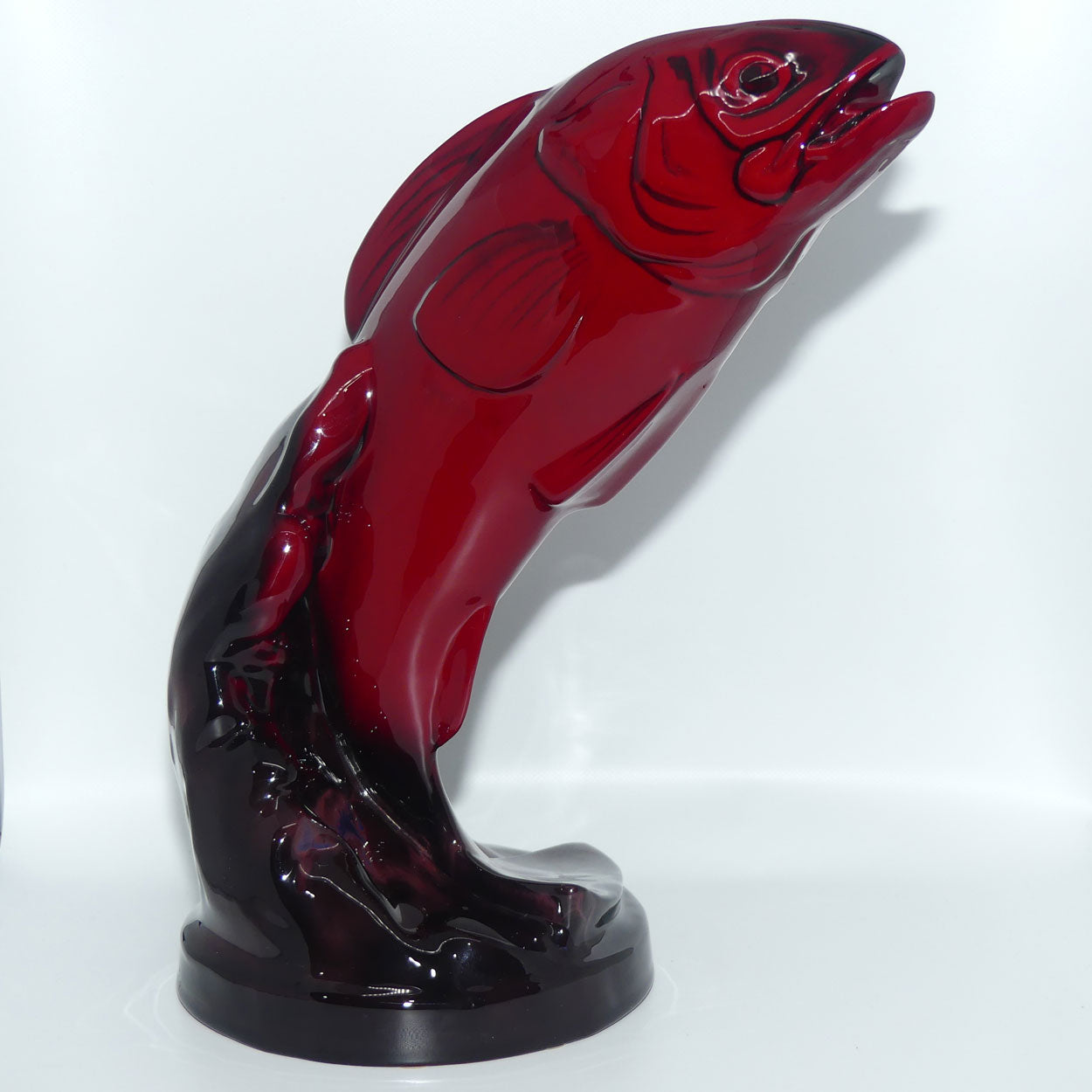 #666 Royal Doulton Flambe Leaping Salmon | signed Fred Moore
