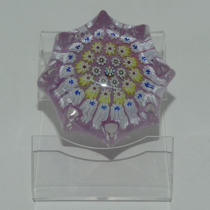 John Deacons Scotland Millefiori Concentric miniature paperweight | Star | Mauve