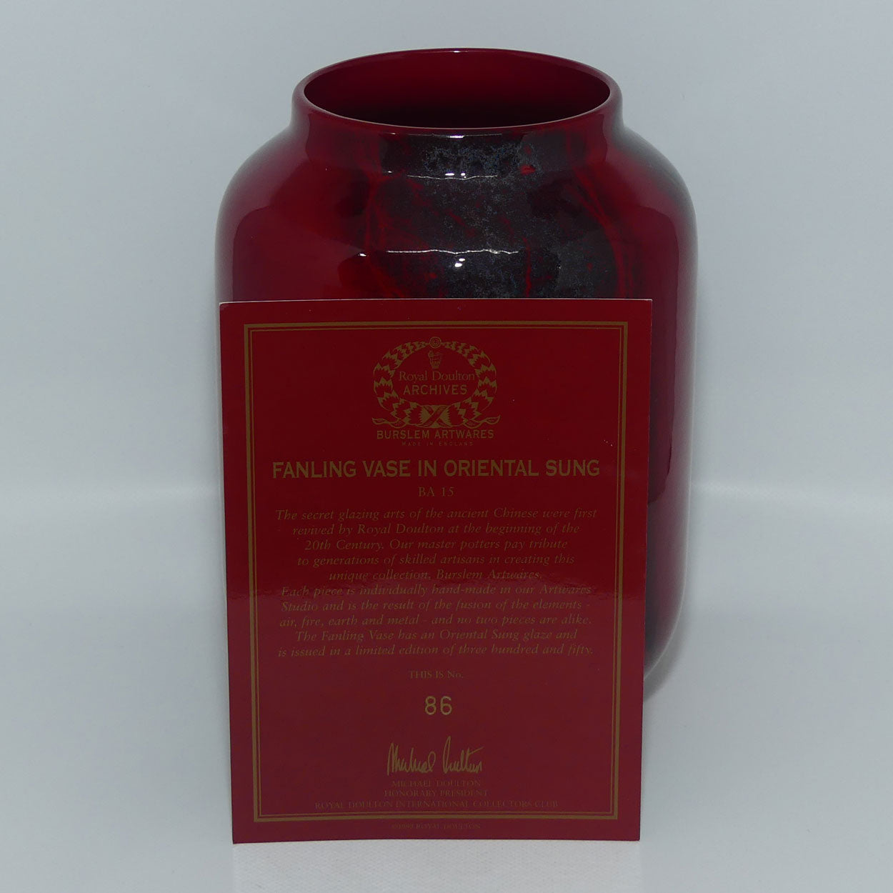 BA15 Royal Doulton Burslem Artwares Flambe Fanling Vase in Oriental Sung