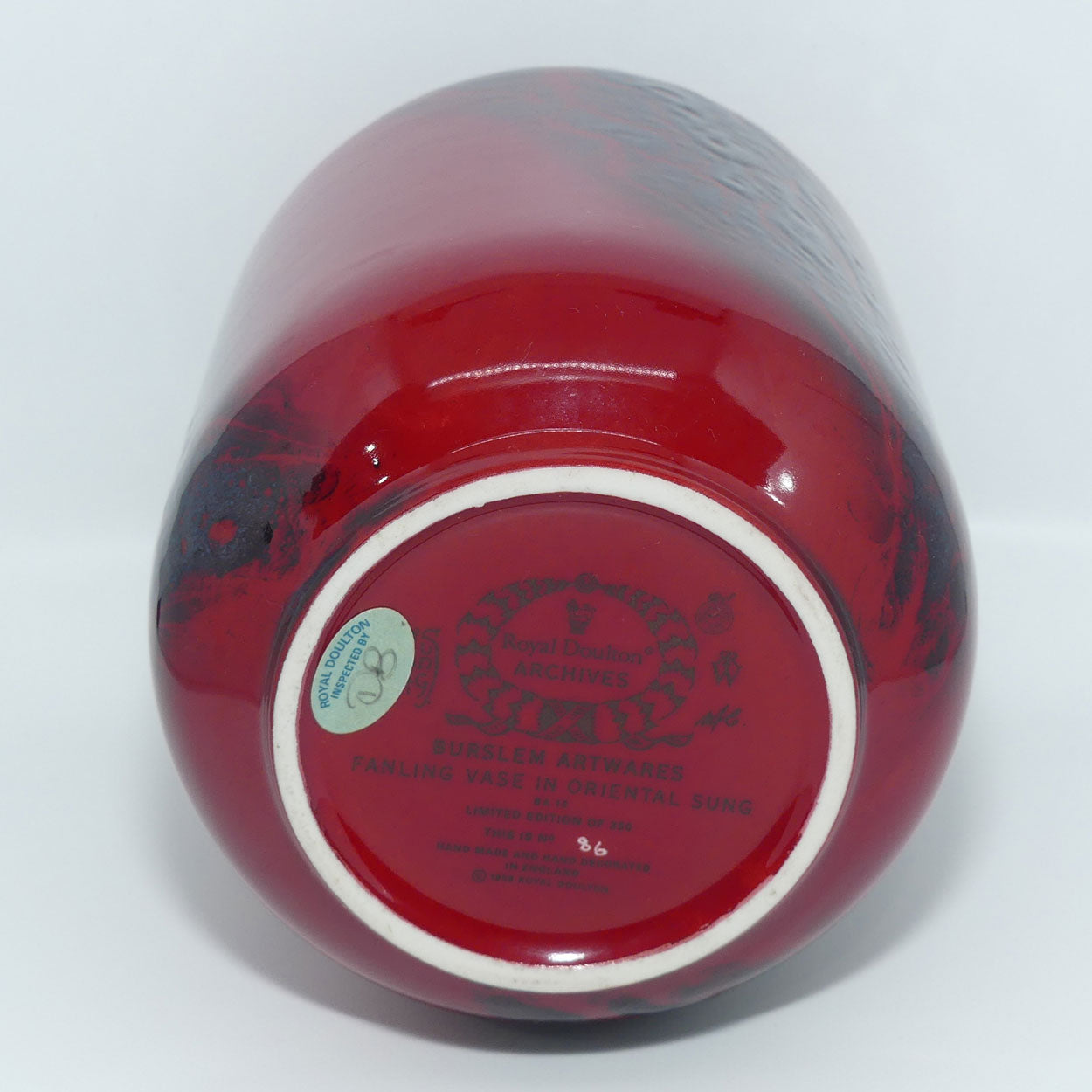 BA15 Royal Doulton Burslem Artwares Flambe Fanling Vase in Oriental Sung
