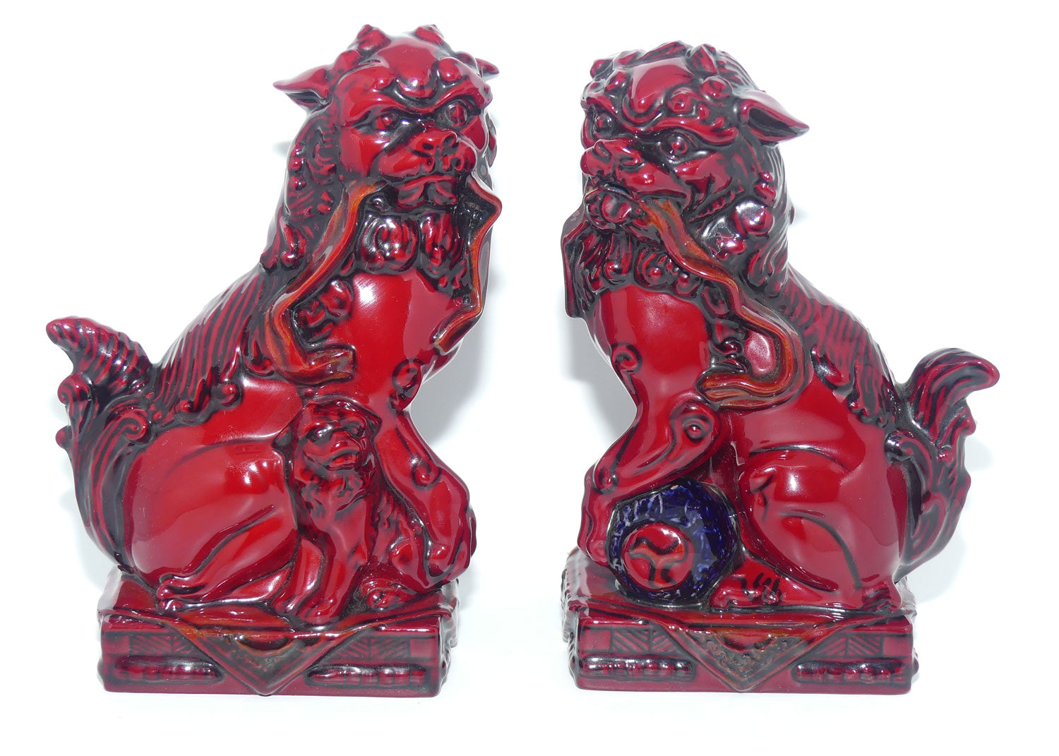BA34 BA35 Royal Doulton Burslem Artwares Flambe Qinghai Fu Dogs set  | Alan Maslankowski