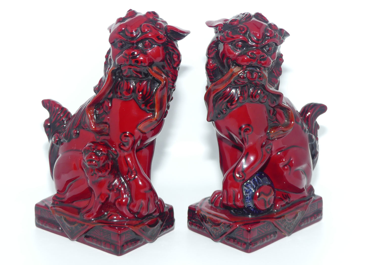 BA34 BA35 Royal Doulton Burslem Artwares Flambe Qinghai Fu Dogs set  | Alan Maslankowski