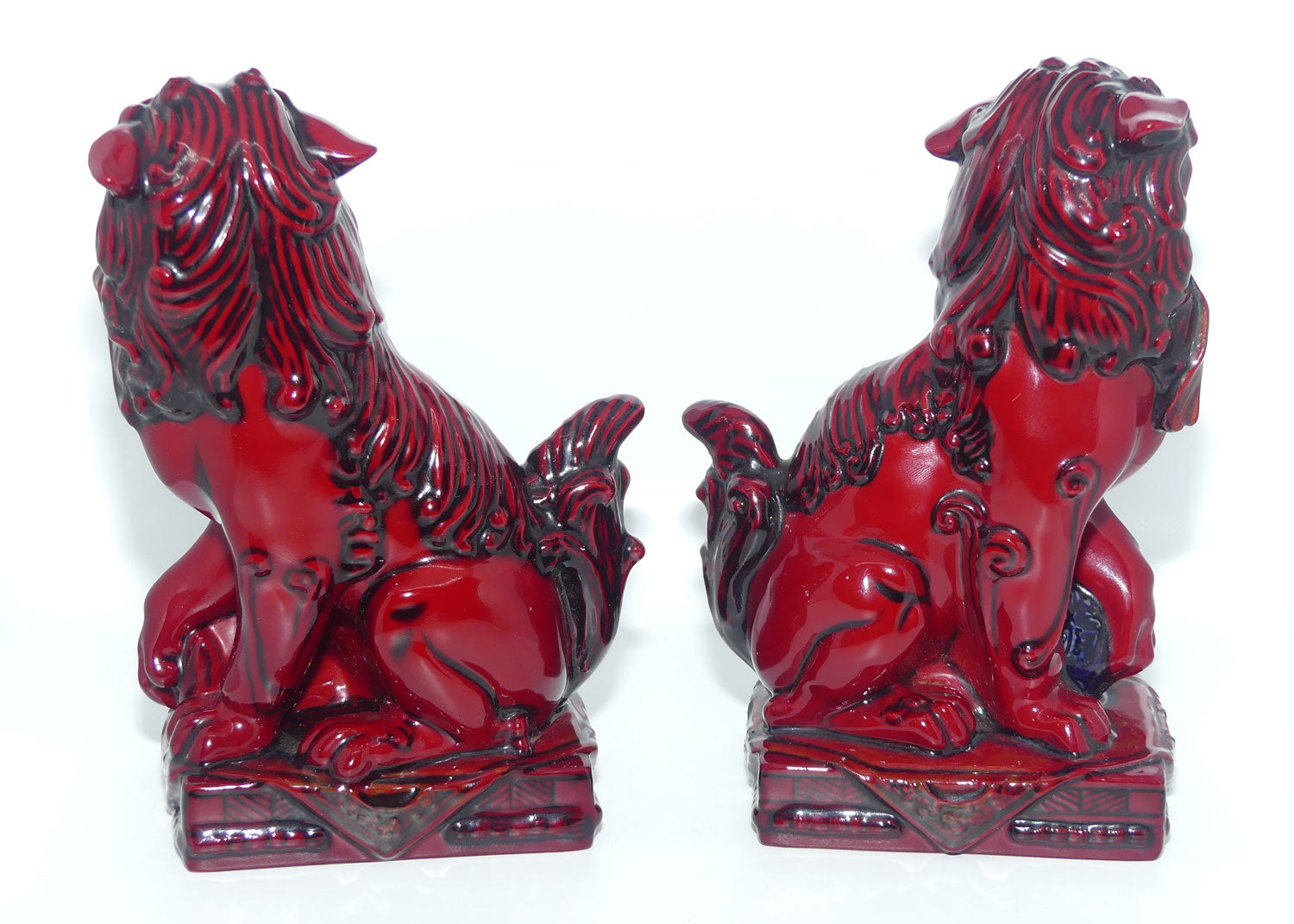 BA34 BA35 Royal Doulton Burslem Artwares Flambe Qinghai Fu Dogs set  | Alan Maslankowski
