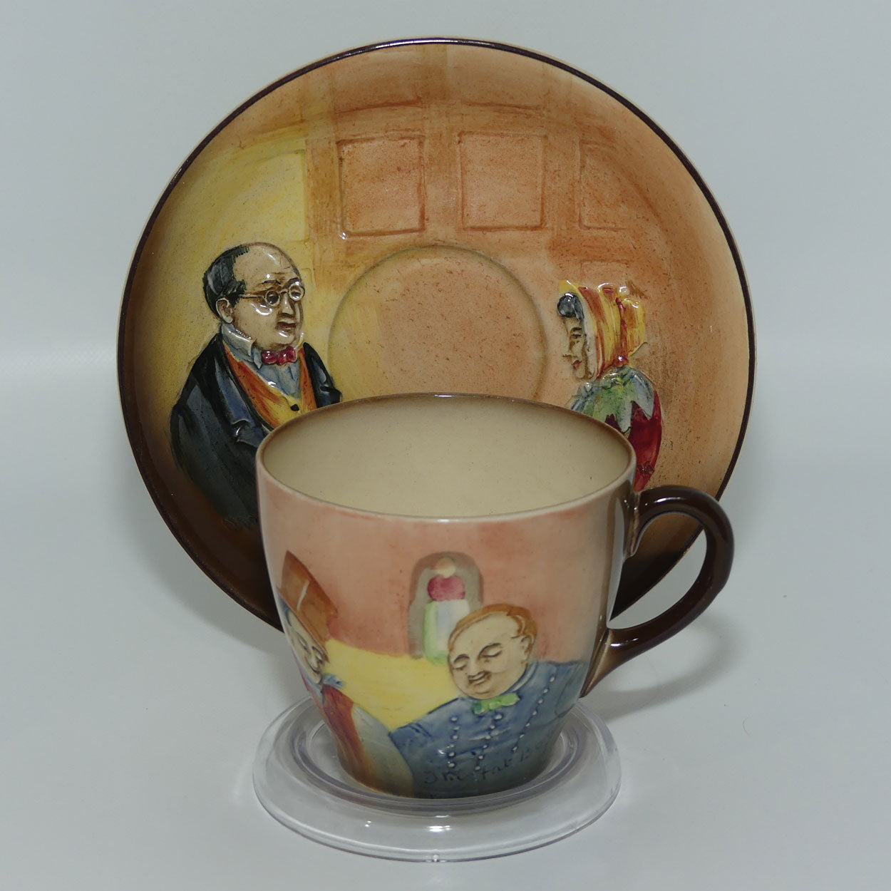 Royal Doulton Dickens Sam Weller | Fat Boy | Mr Pickwick | Mrs Cluppins low relief duo D5833