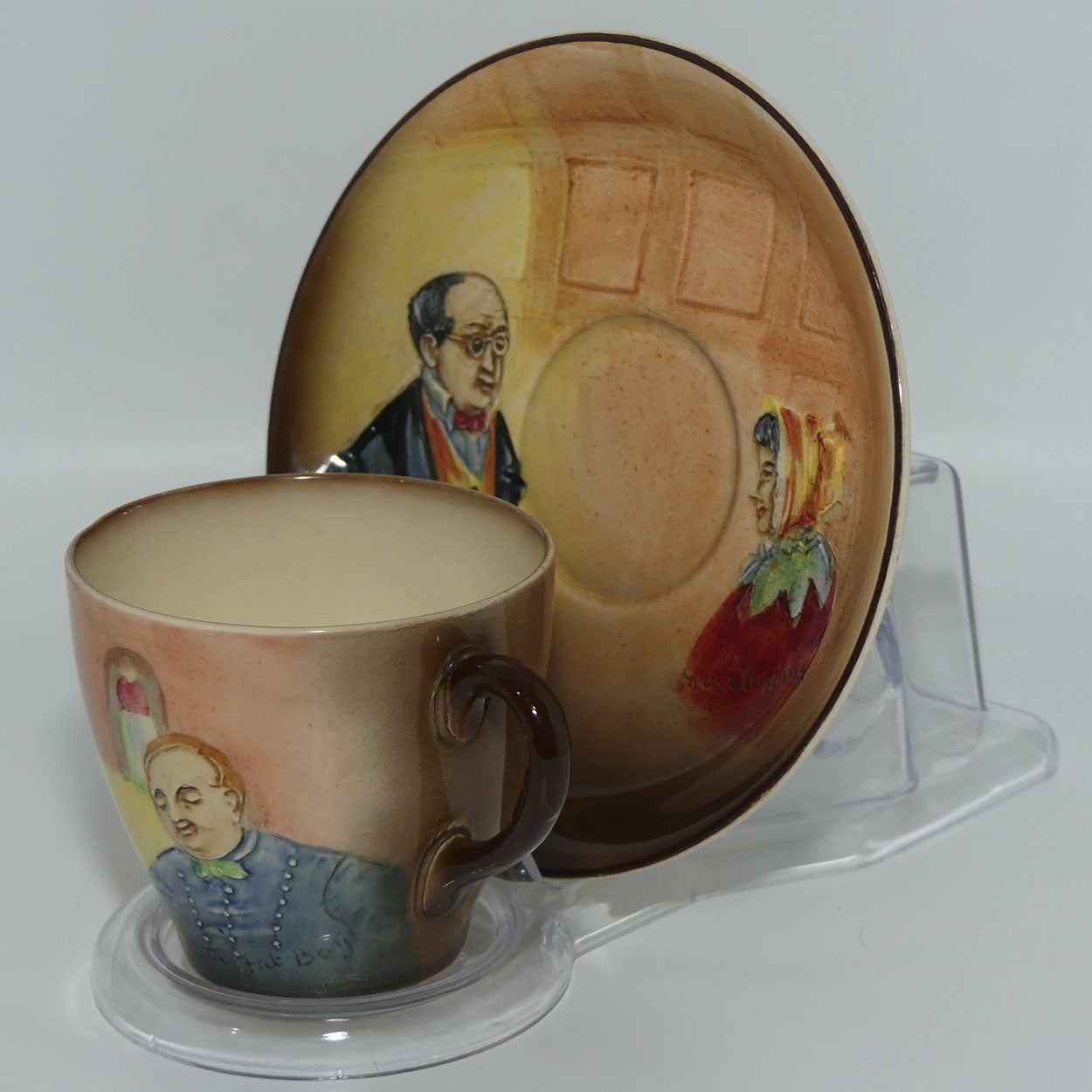 Royal Doulton Dickens Sam Weller | Fat Boy | Mr Pickwick | Mrs Cluppins low relief duo D5833