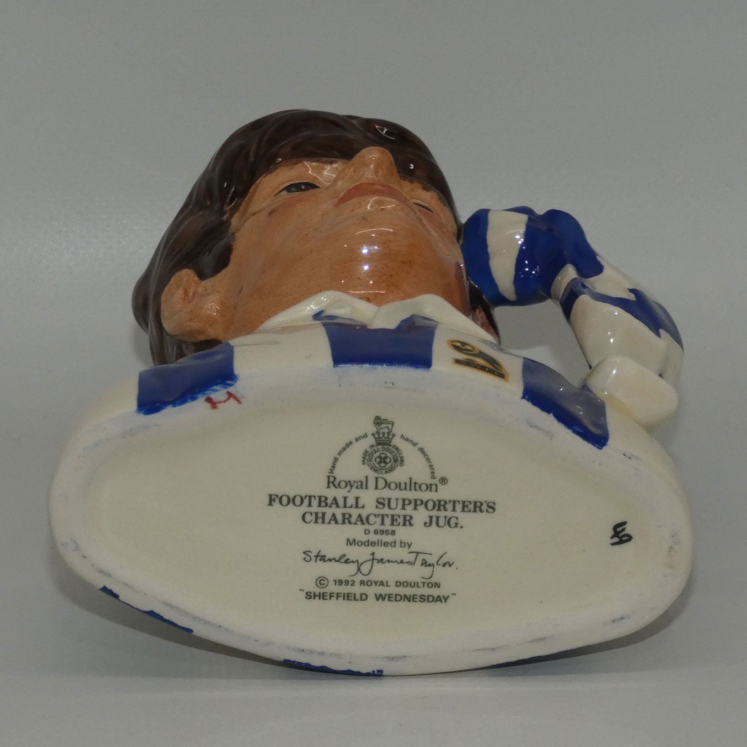 D6958 Royal Doulton small character jug Football Supporter Sheffield Wednesday