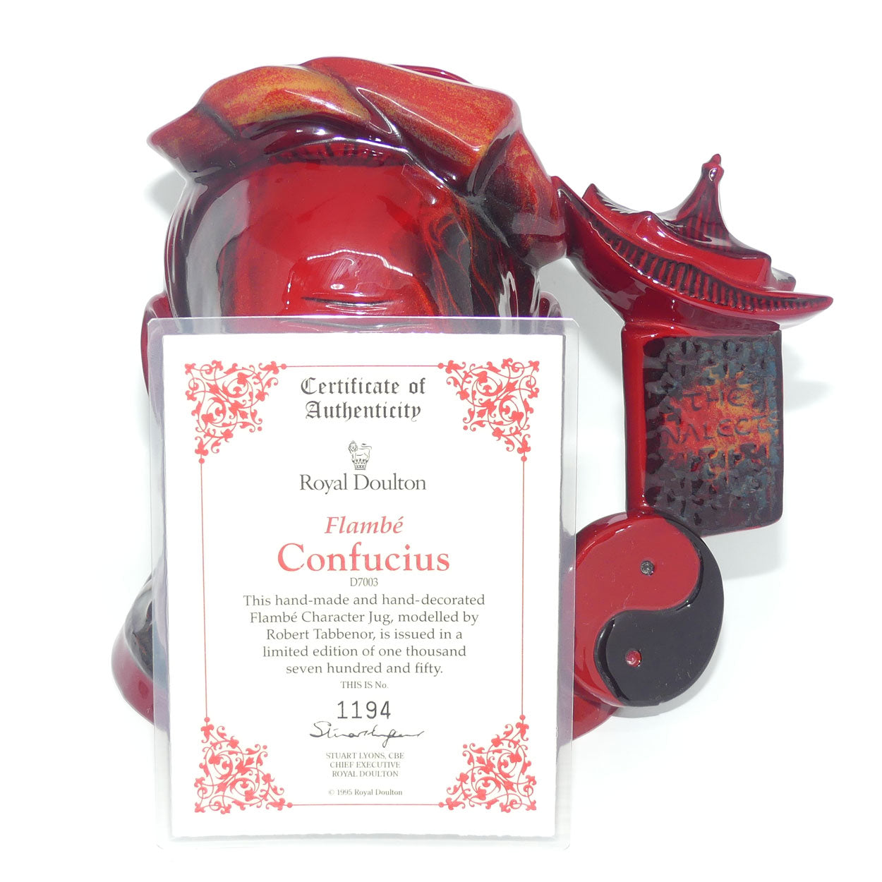 D7003 Royal Doulton large character jug Confucius | Flambe 