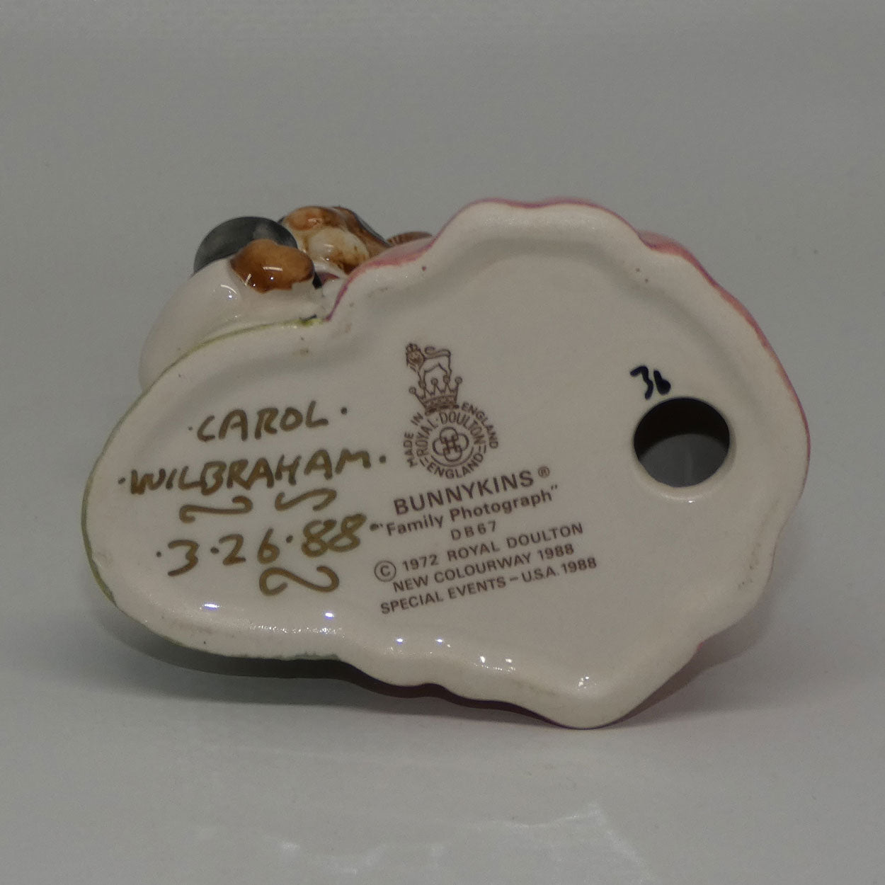 DB67 Royal Doulton Bunnykins Family Photograph | White & Pink | signed