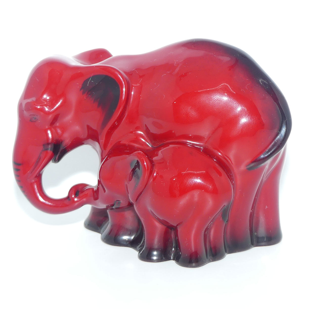 HN3548 Royal Doulton Flambe Elephant and Young | signed Michael Doulton