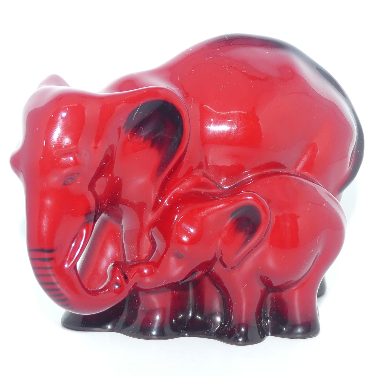 HN3548 Royal Doulton Flambe Elephant and Young | signed Michael Doulton