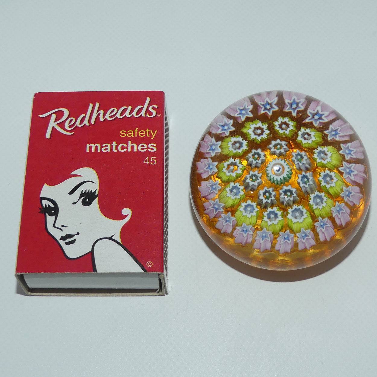 john-deacons-scotland-millefiori-silhouette-cane-miniature-paperweight-amber