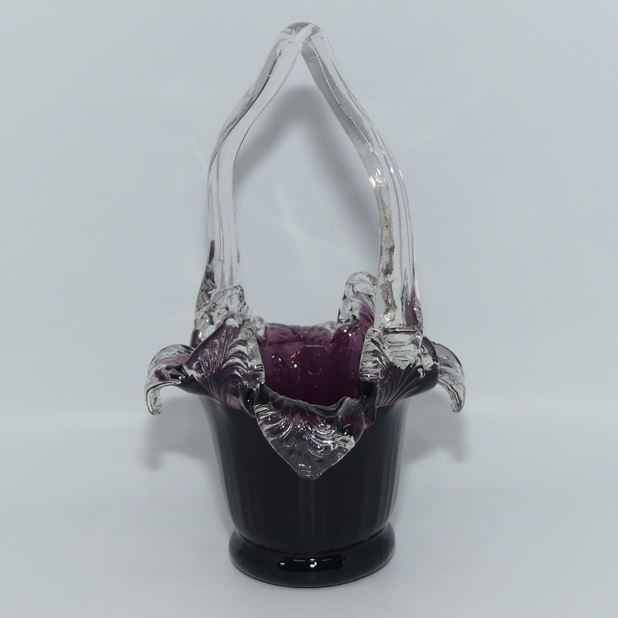 Hand Blown Amethyst Art Glass basket