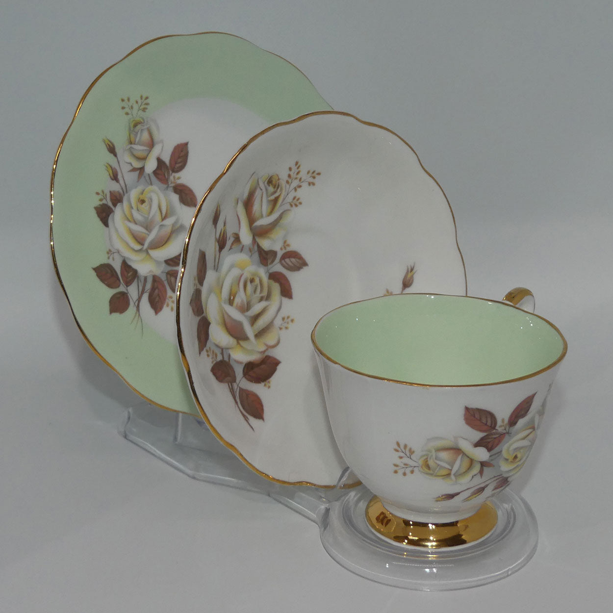 queen-anne-bone-china-autumn-rose-pattern-trio-green