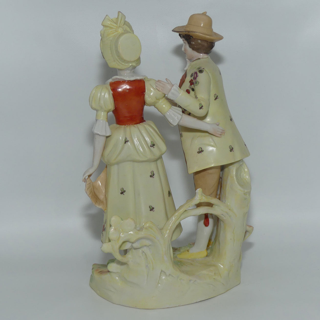 Victorian era Lady and Gent bisque figurine group | c.1890