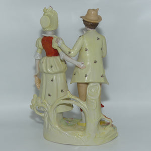 Victorian era Lady and Gent bisque figurine group | c.1890