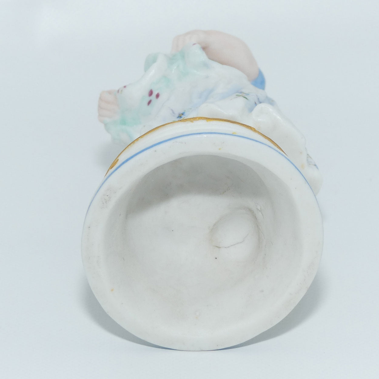 German Bisque Girl with Floral decorated dress and Gilt Decor c.1900