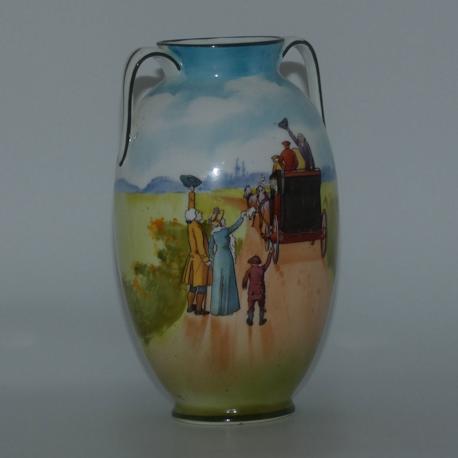 royal-doulton-coaching-days-blue-sky-variation-red-door-twin-handle-vase