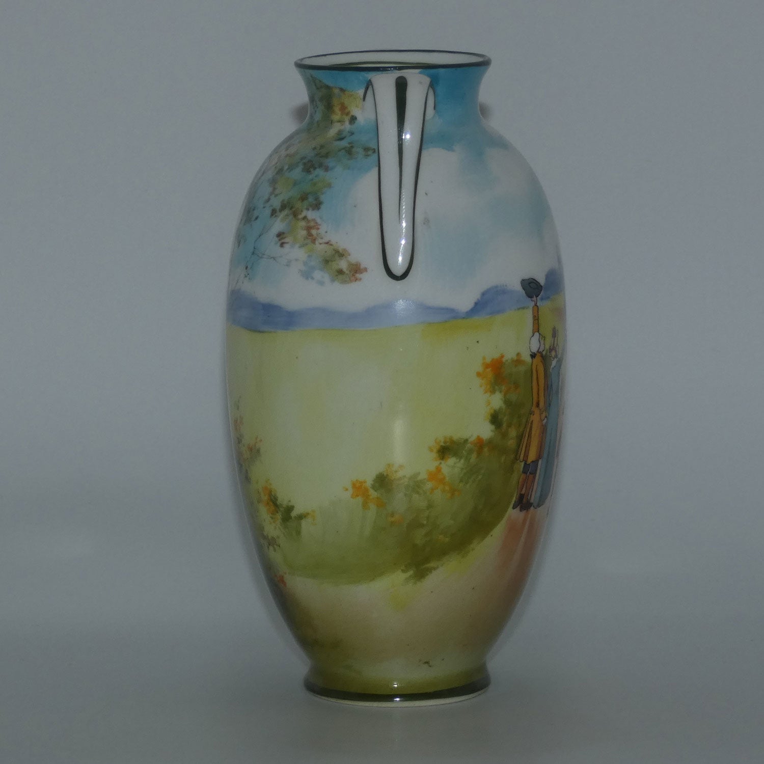 royal-doulton-coaching-days-blue-sky-variation-red-door-twin-handle-vase