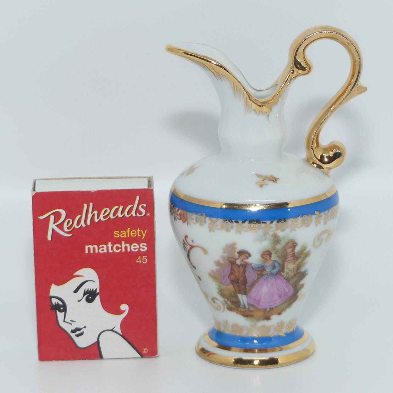 Limoges DC France Courting Scene decorated fancy ewer | Blue Bands