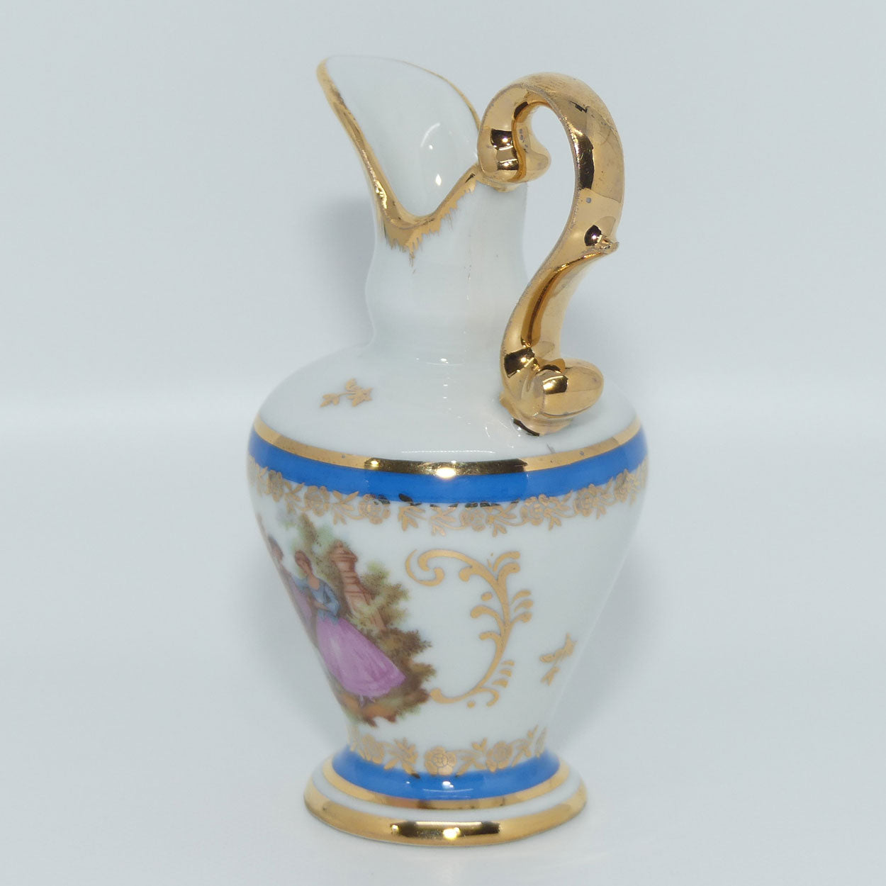 Limoges DC France Courting Scene decorated fancy ewer | Blue Bands