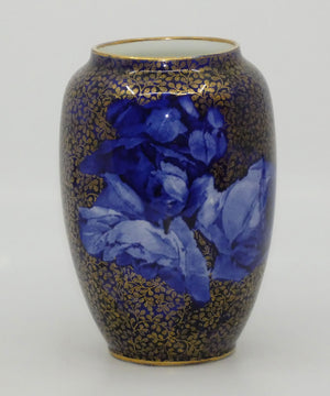 royal-doulton-blue-roses-bulbous-vase-with-gilt-highlights