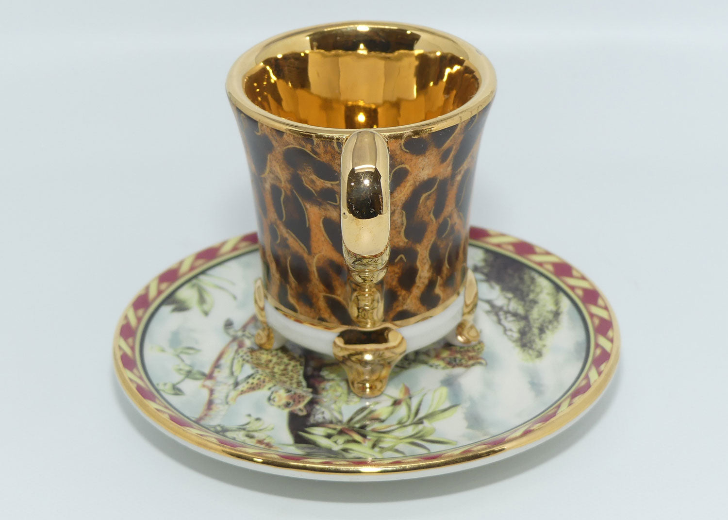 R. Capo DiMonte Italy Leopard demi tasse duo
