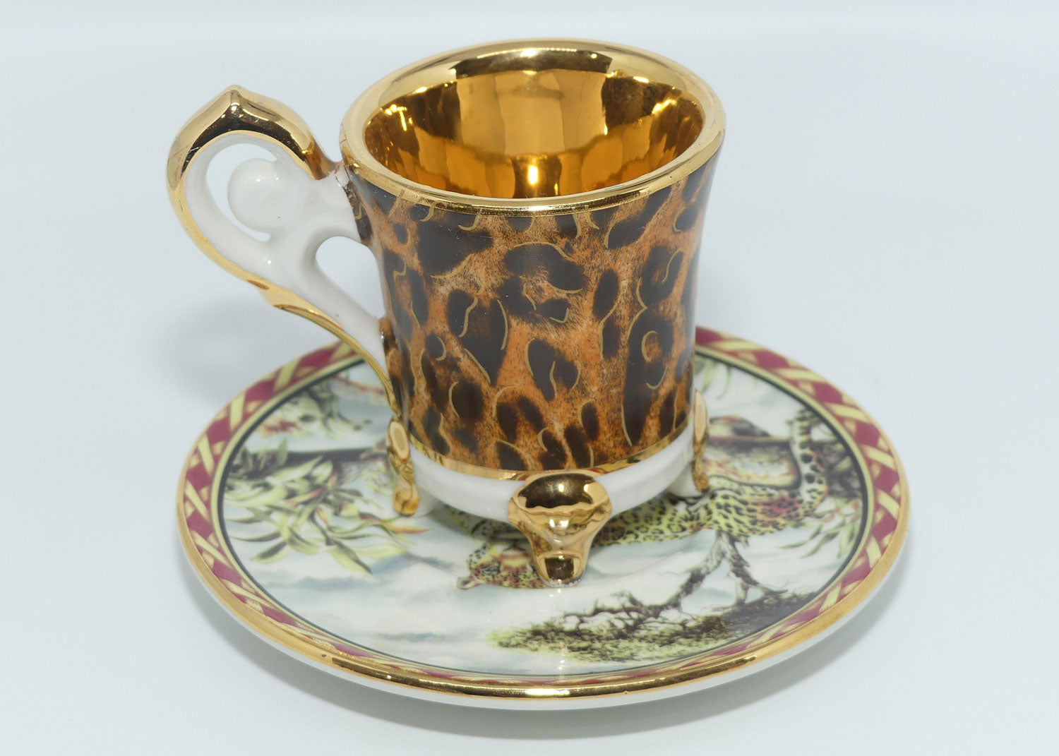 R. Capo DiMonte Italy Leopard demi tasse duo