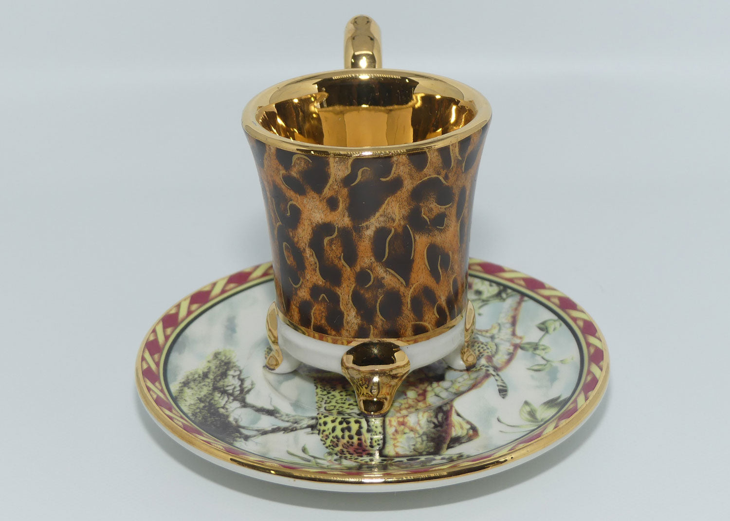 R. Capo DiMonte Italy Leopard demi tasse duo