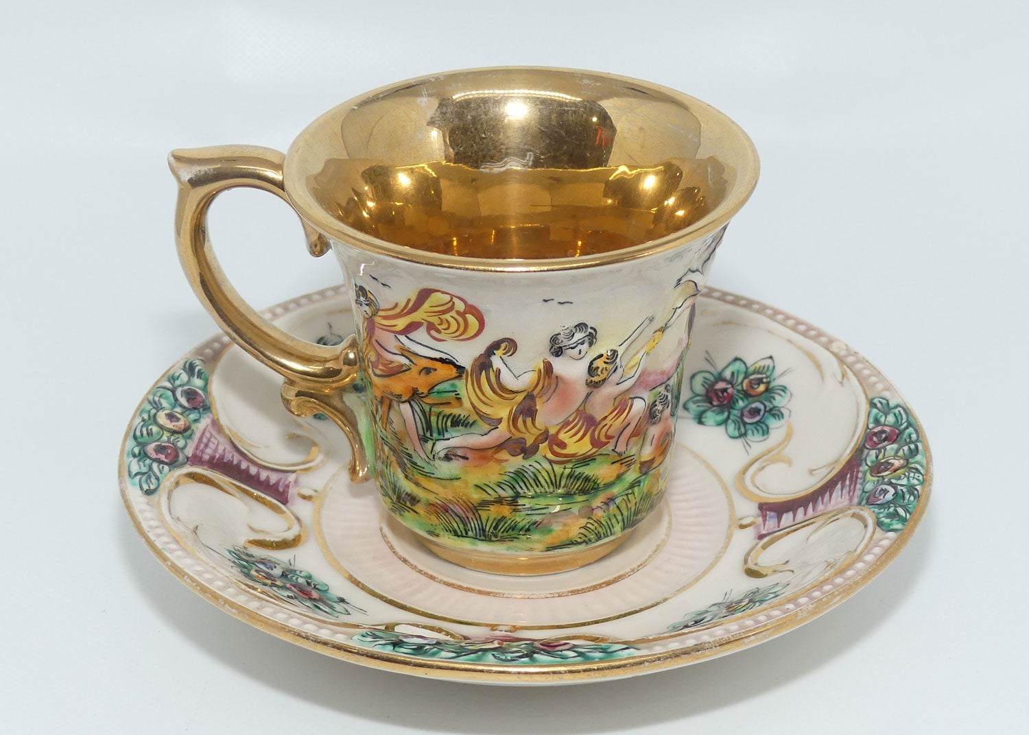 Capo DiMonte Italy figural tea duo