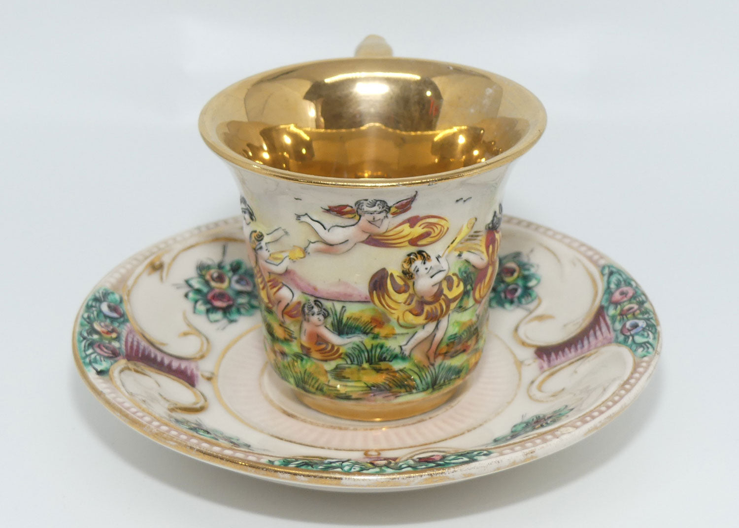 Capo DiMonte Italy figural tea duo