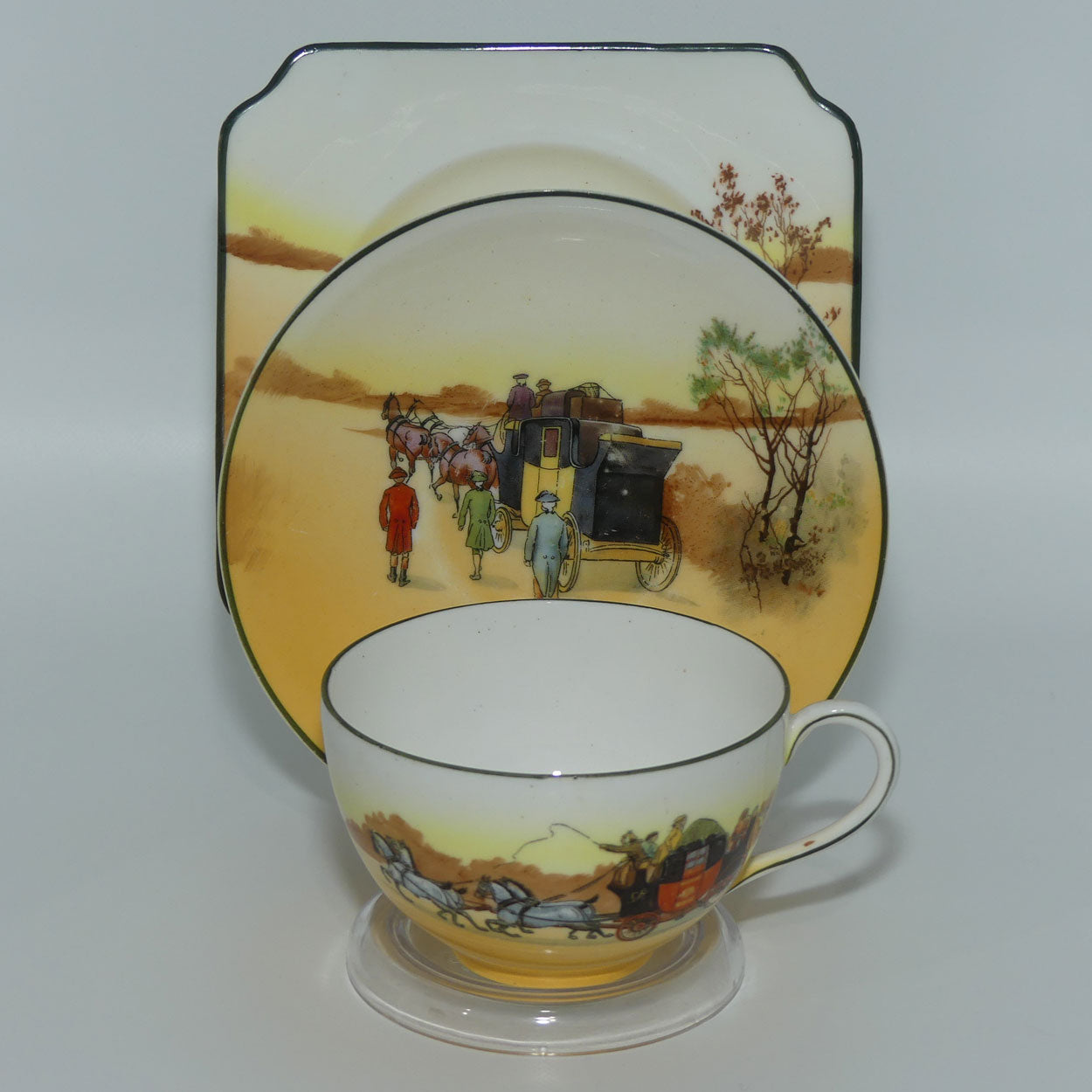 Royal Doulton Coaching Days Cecil shape trio E3804 | Square Plate #2