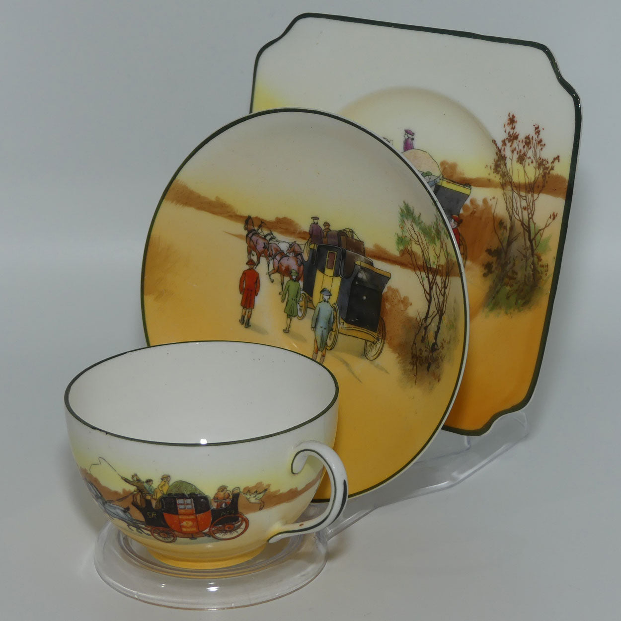 Royal Doulton Coaching Days Cecil shape trio E3804 | Square Plate #2
