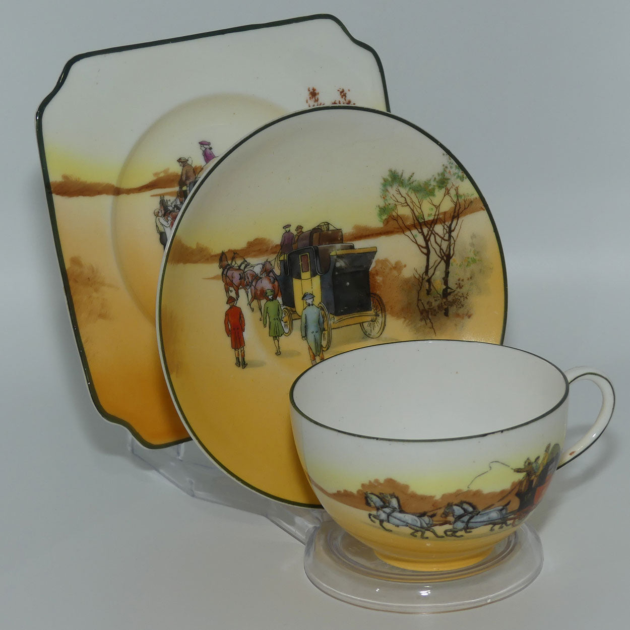 Royal Doulton Coaching Days Cecil shape trio E3804 | Square Plate #2