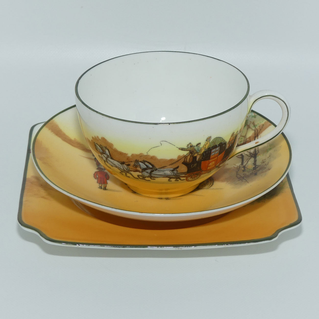 Royal Doulton Coaching Days Cecil shape trio E3804 | Square Plate #2