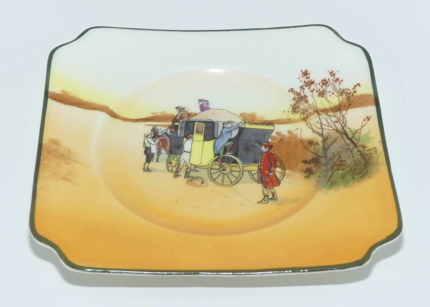 Royal Doulton Coaching Days Cecil shape trio E3804 | Square Plate #2