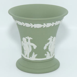 Wedgwood Jasper | White on Sage Green | Cherubs Flaired and Footed vase 