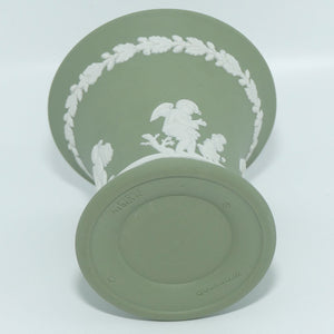 Wedgwood Jasper | White on Sage Green | Cherubs Flaired and Footed vase 