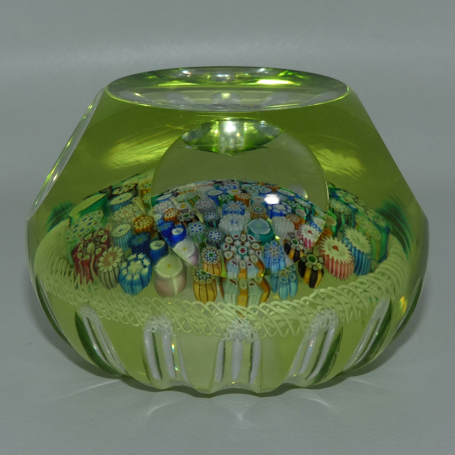 john-deacons-scotland-citrine-flash-overlay-closepack-millefiori-paperweight