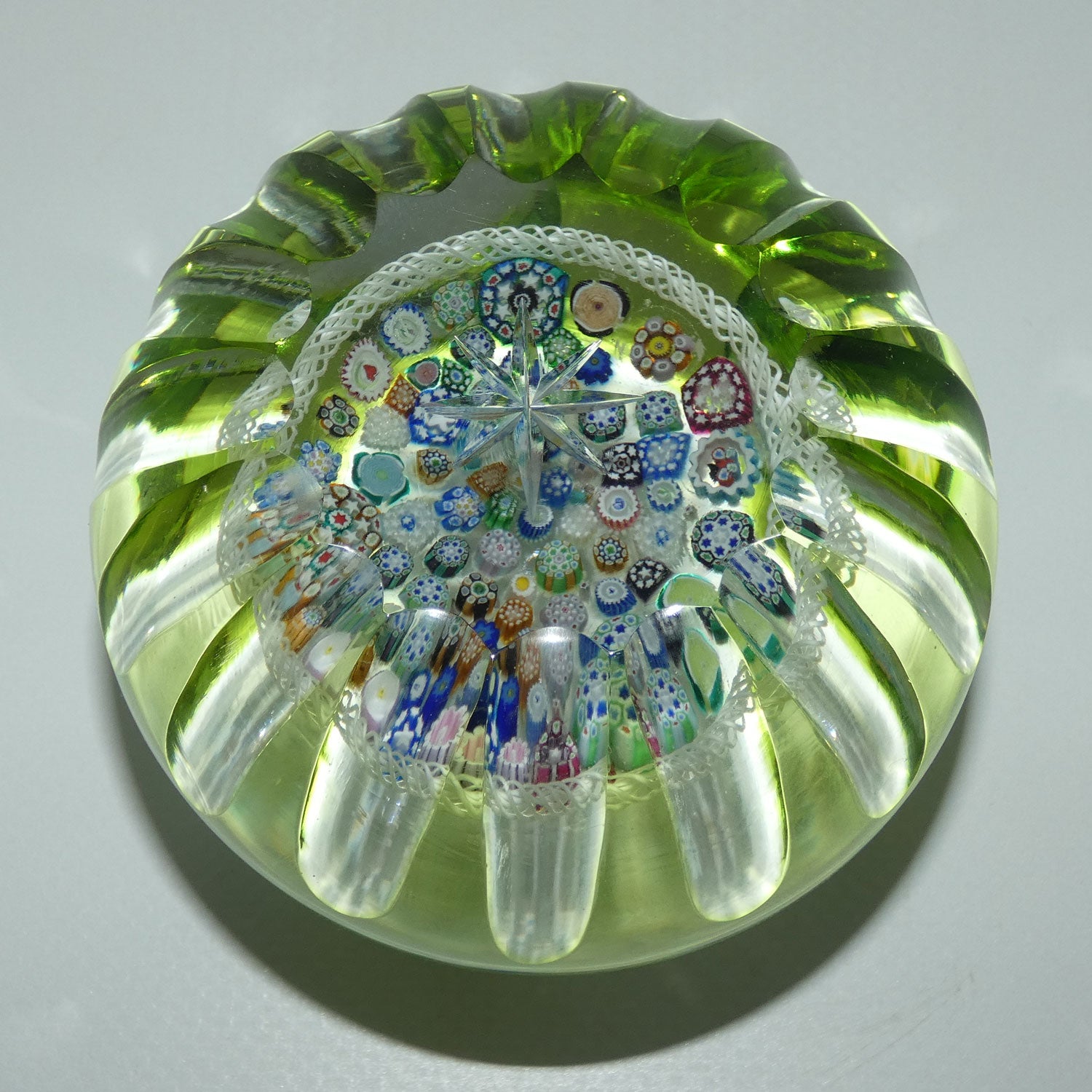 john-deacons-scotland-citrine-flash-overlay-closepack-millefiori-paperweight