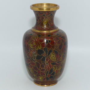 Mid Century Cloisonne Vase | Small | Iron Red | Brass