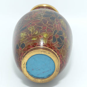 Mid Century Cloisonne Vase | Small | Iron Red | Brass