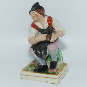 Early Mid 19th Cent Staffordshire Pottery Cobbler figure