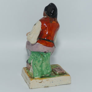 Early Mid 19th Cent Staffordshire Pottery Cobbler figure