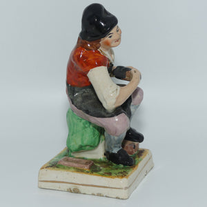 Early Mid 19th Cent Staffordshire Pottery Cobbler figure