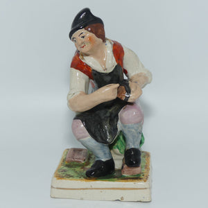 Early Mid 19th Cent Staffordshire Pottery Cobbler figure