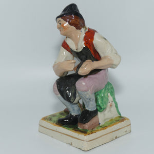 Early Mid 19th Cent Staffordshire Pottery Cobbler figure