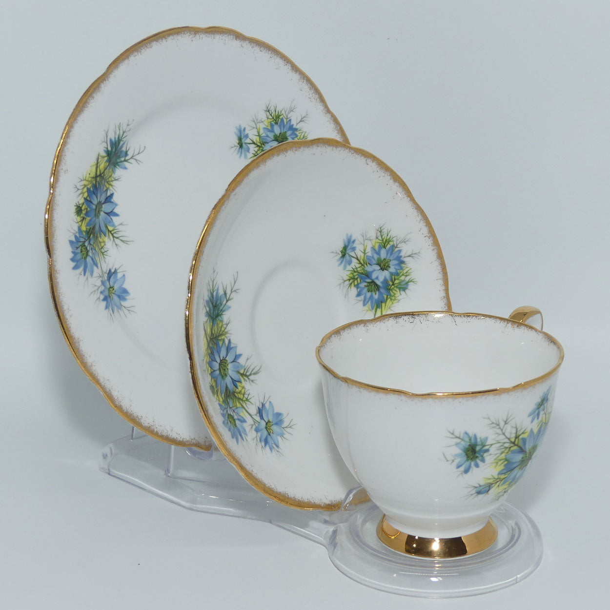 Royal Stafford Bone China Cornflower pattern trio