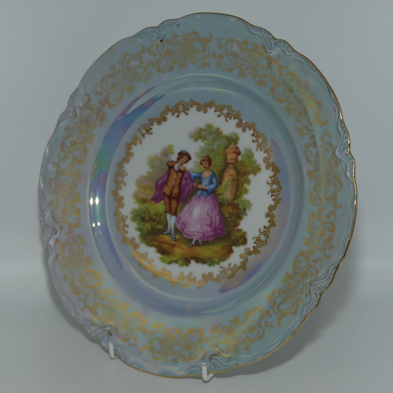 Bavaria Germany Limoges style Courting Couple plate | Blue Lustre | 25cm