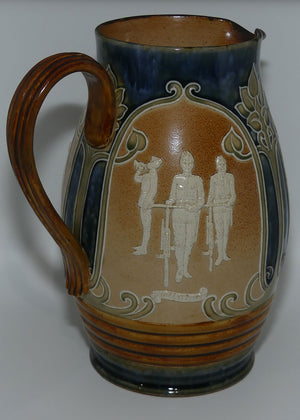 Doulton Lambeth stoneware Cycling jug | Military Road and Path c.1900