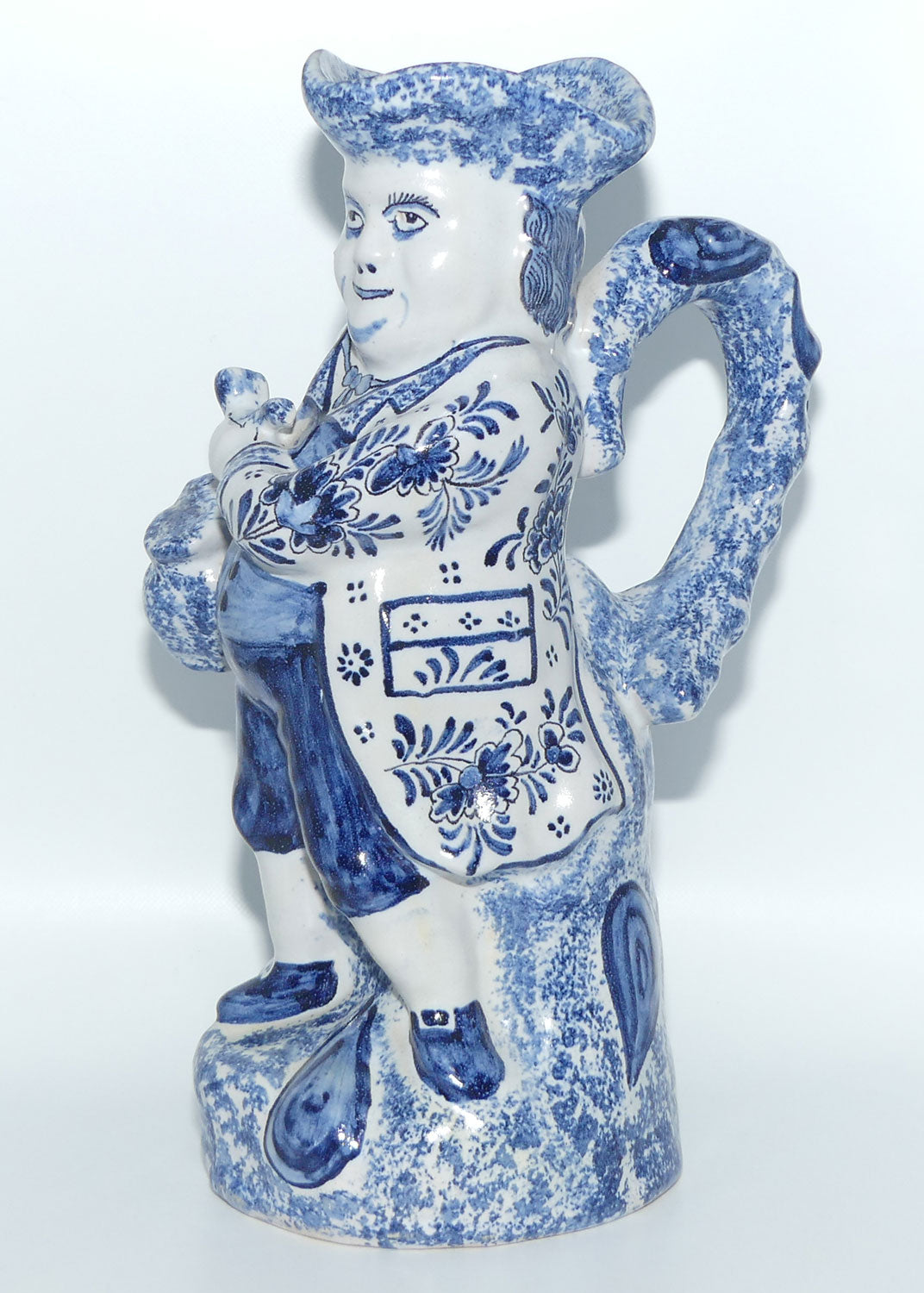 Hand Painted 19th Cent Blue and White Tin Glaze Delftware toby jug | Man Standing